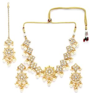 Karatcart Gold Plated Square Shape Pearl Choker Necklace Set